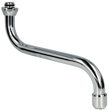 tecuro S-Auslauf für Niederdruck Wand-Armaturen 3/4 Zoll konisch dichtend, Länge 150 mm, Messing verchromt