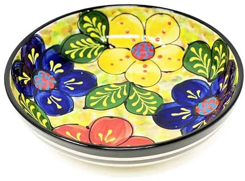 Verano Spanish Ceramics Classic Spanish Hand Painted Decorative Floral Pattern Serving Display Large Fruit Food Salad Bowl - 30cm Floral