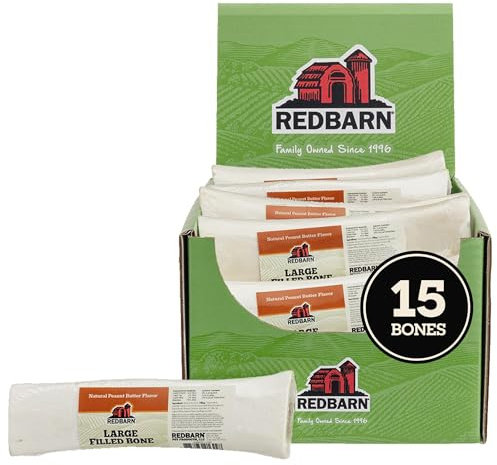 Redbarn Pet Products Natural Filled Bone for Dogs, Large, Peanut Butter (15-Count)