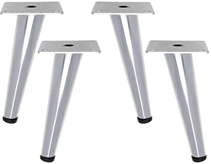 Quluxe 15,2 cm Chrom-Möbelbeine, Tischfüße, Metallfüße für Sofa, Couch, Schrank, Schrank-Füße, Ersatz-Füße - Silber (4 Stück)
