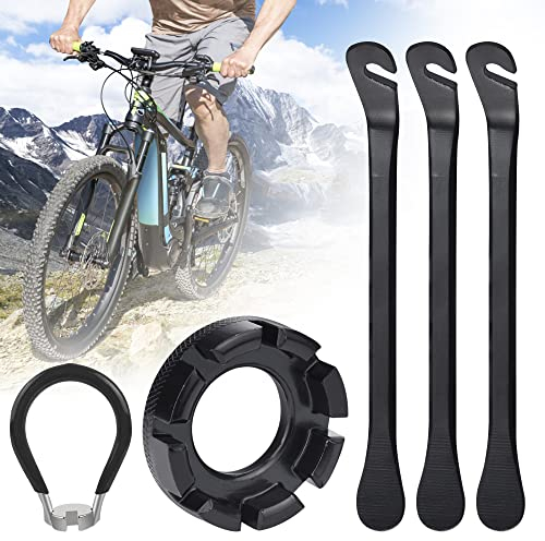 BUENTYA 5 Pcs Bicycle Spoke Wrench Kit, 6 in 1 Bike Wheel Spokes Key Bicycle Spoke Tool Bike Spoke Key Spanner with Tire Levers Bike Rim Correct Tool for Repairing 10-15G Spanner Tire Levers