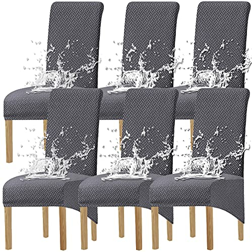 KELUINA XL Stuhlhussen,Universal Stretch Stuhlhussen 2er 4er 6er Set Stuhlbezug für Stuhl Esszimmer (Grau1, 6 Hussen)
