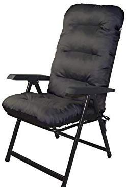 Bjird Stuhlauflagen für Gartenmöbel Sitzpolster für Hochlehner Gartenmöbelauflagen, Chair, Gartenstuhl-Auflage - 120 x 48 x 7 cm - Schwarz