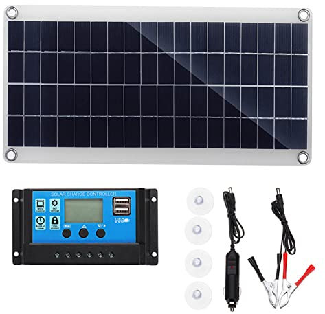 Brigtviee Kit Panel Solar Flexible Monocristalinos de 300W 18V, Cargador Solar Placa Solar Portatil con Controlador de 10A-60A, Paneles Solares para RV, Barco, Coche, Central Eléctrica,40a Controller