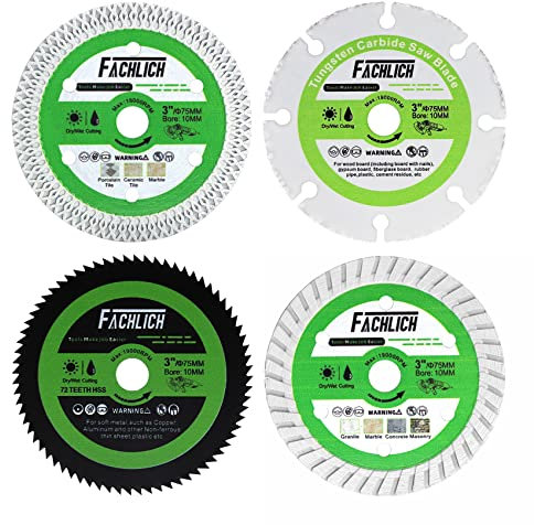 FACHLICH Disco Diamantato 75mm Dischi da Taglio Circolari per il Taglio di Cemento Granito Metallo Gres Porcellanato Legno
