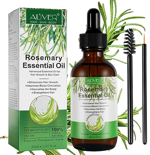 Rosmarin Öl für Haare, 60ml Rosmarinöl Haaröl, Rosemary Oil for Hair Growth, 100% Naturreines Rosmarin öl Haarwachstum für Kopfhaut Massager, Hautpflege und Aromatherapi