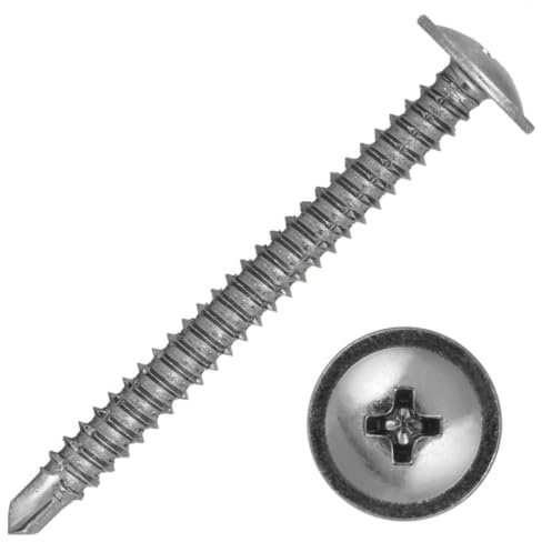 (100, 4.8 x 100mm) Baypole Screws Self Drilling PH2 Wafer Head Fully Threaded Bright Zinc Plated For Joining uPVC Bay Window Sections and Conservatory Frames