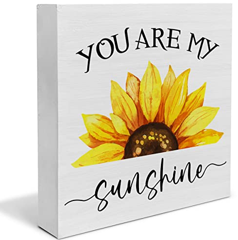 Country Sonnenblume Holz Box Schild Dekor Schreibtisch Schild You are my sunshine Sonnenblume Zitat Holzkiste Block Schild Rustikale Home Office Regal Wanddekoration