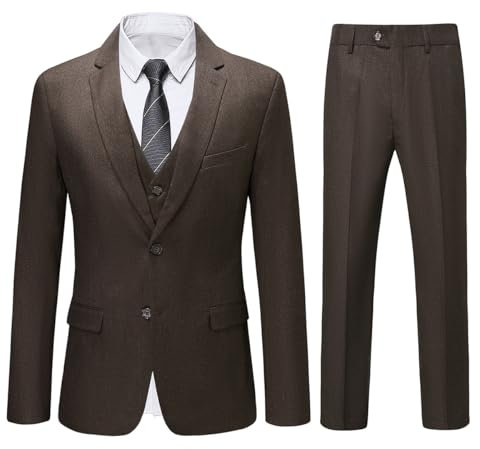 Allthemen Abito da Uomo in 3 Pezzi Slim Fit Completo da Sposa 2 Bottoni Blazer da Lavoro Gilet Pantaloni per La Festa Viola S