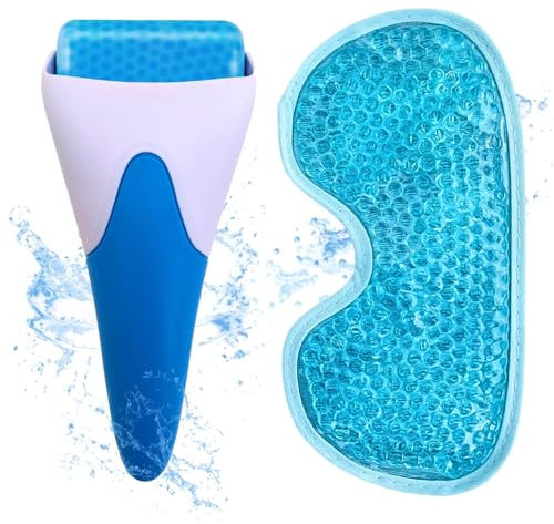 Kaltgel-Augenmaske und Ice Roller für das Gesicht, gegen Augenringe, kalte Gel-Maske und Eis-Gesichtsroller, Gesichtsmassagegerät, kalte Augenmaske, Linderung von Kopfschmerzen, Migräne Linderung