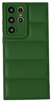 GINASH Luxuriöse Daunenjacke, einfarbig, Handyhülle für Samsung S22 Ultra A53 A33 A23 A52 A12 A72 A51 A03S, Kameralinsenschutz, weiche Abdeckung, Alpingrün, für Samsung S22 Plus