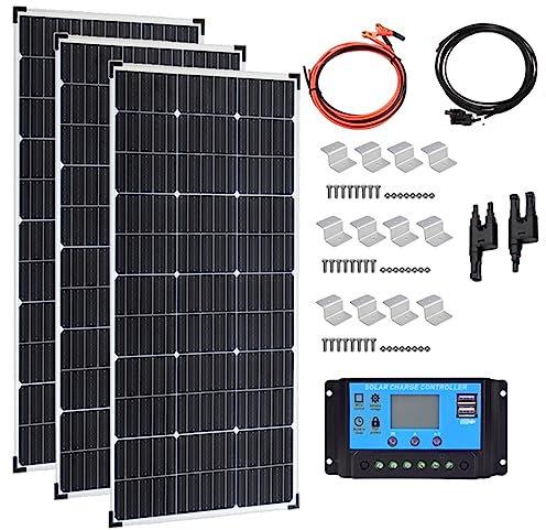 Kit De Panneaux Solaires Monocristallins De 800w, Modules Pv à Haut Rendement pour Les Applications RéSidentielles ExtéRieures, Le Camping, Les Yachts, Les Caravanes,3x300W