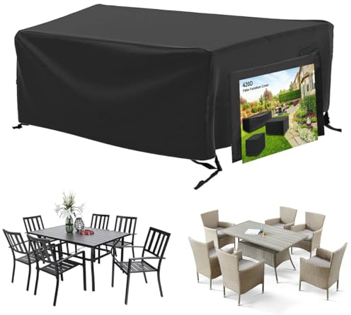 Lipneaed Cover for Garden Furniture with 4 Buckles, Heavy-Duty 420D Oxford Fabric Coating, Waterproof, Windproof, UV-Resistant, Winter-Proof for Furniture Sets, 170x94X70cm