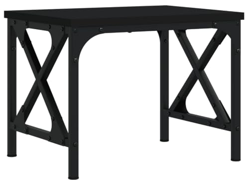 vidaXL Black Printer Stand - Engineered Wood and Metal,Desktop Organizer, Adjustable Feet, Multi-Use Stand, 40x30x31 cm