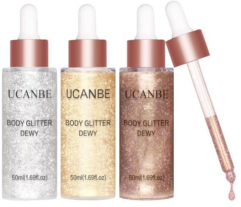 UCANBE Liquid Highlighter Hydratation Make-up Highlighter Body Luminizer Flüssig Highlighter Creme Geschenk zum Valentinstag (3 Flaschen)