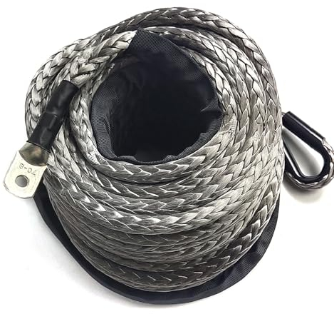 10 mm x 30 m - Câble en plastique - Treuil forestier - Corde synthétique tout-terrain - Corde synthétique - Treuil forestier - Fil synthétique - Fil en plastique - Pour chariot de 4WD - Gris