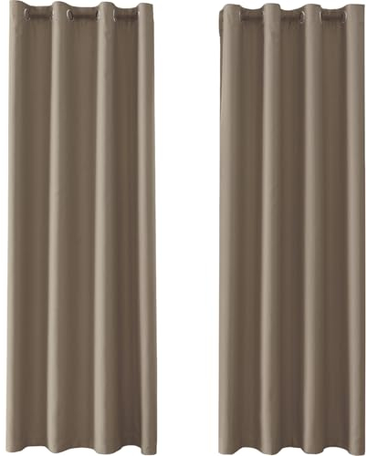 YSTELLAA Impermeabili Tende Oscuranti per Interni 2 Pezzi, 140×300cm, Rideau Thermique Isolant Anti Froid Et Chaleur, avec Oeillet, Anti Bruit, pour Salon Et Chambre, Terrasse, Café Clair