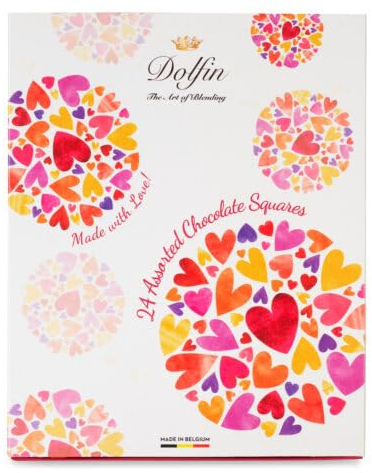 Dolfin 24 mini tabletas de chocolate Amor - Chocolate gourmet belga - Regalos para cumpleaños, aniversario, San Valentín, Navidad
