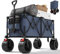 Devoko 332L Bollerwagen Faltbar Sackkarre Klappbar 200KG Belastbar Faltbarer Bollerwagen mit Bremse, Handwagen mit Verstellbarem Griff, Transportwagen Klappbar für Strand Camping Einkauf,Blau