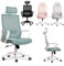 JUPPLIES Silla Escritorio Ergonomica - Silla Oficina Ajustable y Reclinable con Soporte Lumbar, Reposacabezas Ajustable, Malla Transpirable, Ruedas Giratorias 360° Soporta hasta 100kg (Azul)