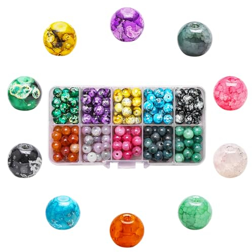 200 Stück Natürliche Edelsteine, Rund Steine Perlen, Edelstein Perlen, DIY Edelsteine für Armbänder, Halsketten, Ohrringe, Schmuck, Basteln(8mm, 10 Farben)
