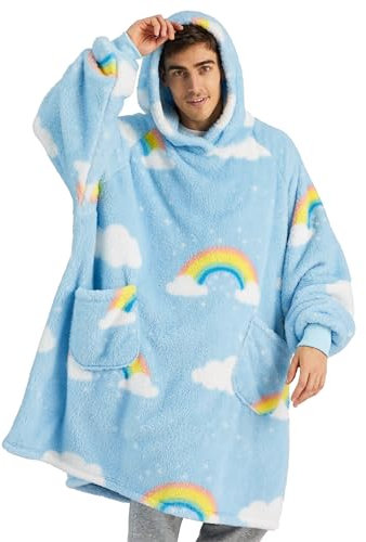 BEDSURE Decke mit ärmeln Kuscheldecke, Geschenke für Frauen Frau Hoodie Decke Damen, Tragbare Decke zum Anziehen Erwachsene,Warm Weich 107x90cm Regenbogen Printed