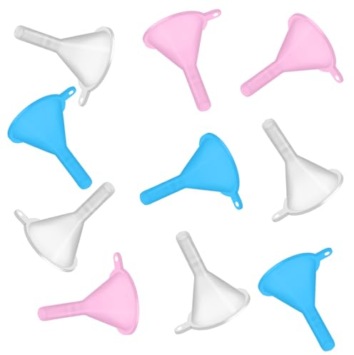 Andibro kleiner Trichter aus Kunststoff, 10 Stück, Mini-Trichterausgießer zum Befüllen von Flaschen, Gläsern, Parfüms, Pulvertrichtern, ätherischen Ölen, Shampoo, Sand, Kunstlaborflaschen