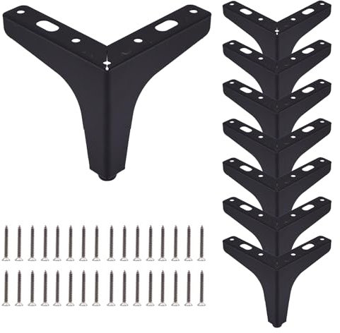Toolzia 8Pcs Metal Triangle Furniture Legs 10cm/4 Inch,Modern Black Sofa Legs DIY Replacement for Cabinet Cupboard Sofa Couch Chair Ottoman