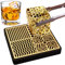 HRCOYES Ice Stamp Tray for Cocktails & Whiskey - Brass Ice Cube Imprinter - Modern Ice Molds Stamps - 4.6x4.6x0.7 inches - Rectangular - 1 Piece