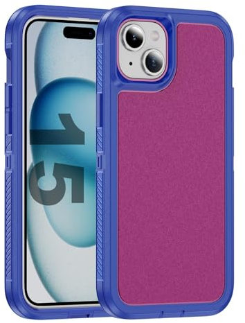 Tuvror for iPhone 15 Case, Shockproof Dustproof Drop Proof, Military-Grade Protection, Dual Guard Case for iPhone 15 (6.1 inch), Rose/Blue