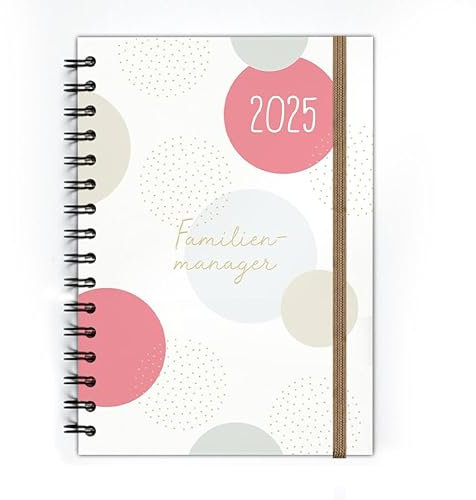 Familienplaner 2025 Buch A5 [Blattgold] I 5 Spalten I 1 Woche 2 Seiten I Praktischer Familienkalender mit Jahresübersichten, Schulferien uvm. Familienkalender 2025 Buchkalender Ringbuch