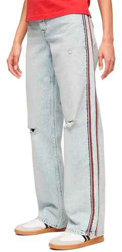 Superdry Damen Jeans mit mittlerer Leibhöhe, weitem Bein und doppelten Bändern Frühling Vintage Custom 32/30