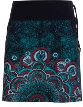 Vishes - Alternative Bekleidung - Kurzer Damen Baumwoll-Rock Taschen-Rock Mini-Röcke großes Mandala schwarz 40