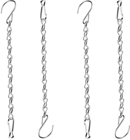 TopHomer 4 Stück Metall Kette zum Aufhängen, 24cm Blumenampel Metallkette mit Haken für Blumenkörbe Vogelhäuschen Laternen, Deko Aufhängung Zubehör, Silber