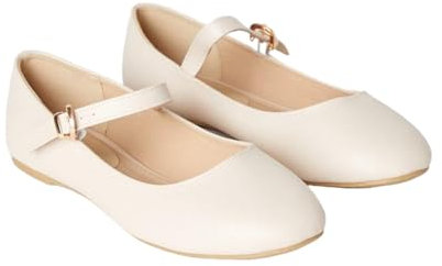 Dorothy Perkins Wide Fit Catrina Mary Jane Ballet Pumps, 4, Nude