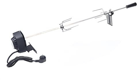 PUDLOR Broche en acier inoxydable - 80 cm - Avec moteur en acier inoxydable - 220-240 V - Pour rôtisserie - Pour barbecue à gaz, barbecue au charbon de bois et barbecue électrique