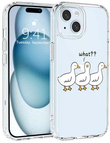 JOYLAND Duck Phone Case for iPhone 14 Clear Case Funny Animal Design Soft TPU Bumper Acrylic Hard Back Shockproof Protective Bumper Slim Cover for iPhone 14 6.1 Inch