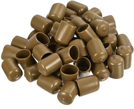 sourcing map 100pcs Rubber End Caps 20mm(3/4) ID Light Brown | Vinyl PVC Round Tube Bolt Cap Cover,Screw Thread Protectors