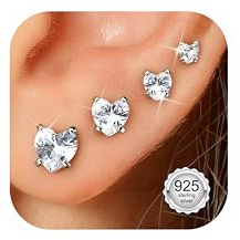 KALVICA 4 Pares 20G Pendientes Mujer Plata Pendientes Hiperalérgicos Aretes de Plata Ley 925 Para Mujer Piercing Tragus Helix y Cartílago Zirconios 3-6MM Pendientes de Mujer Hombre