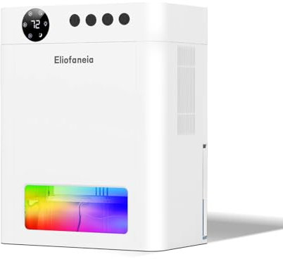 ELIOFANEIA Deshumidificador 4000ml, Deshumidificador Eléctrico 1,1 l/día, Ahorro de energía, Silencioso, Apagado Automático, 7 Luces de colores, desumificadores para la humedad interior