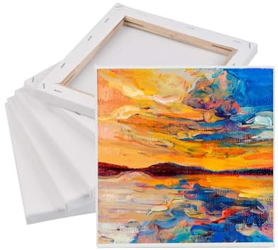 Lot de 6 toiles en coton à peindre de 15 x 15 cm - Petites planches à peindre - Blanc - Mini toile pour peinture à l'huile et acrylique - Petite toile en coton à peindre