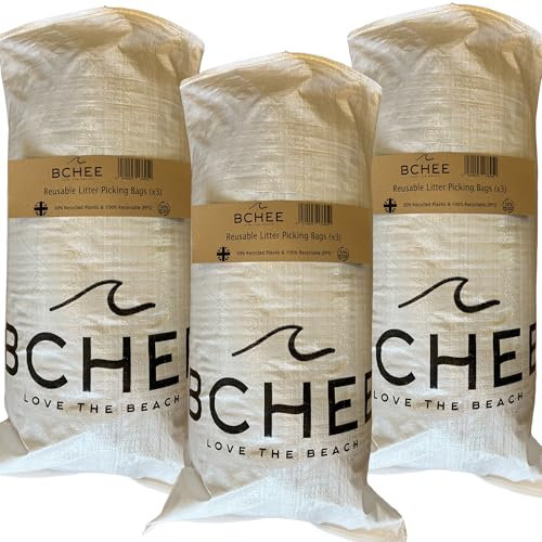 BCHEE Reusable Litter Picking Garden Waste Bags | 3-Pack Tough and Tear Proof Sacks | UK Small Business | Recycled & Recyclable | Extra Large 100 cm x 60 cm | Multi-buy discount