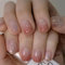 Calkkrer 24 Pièces Blush Ombre Ongles Pressés, Ongles Courts Carrés à Coller, Faux Ongles avec Paillettes, Pointes de Style Français, Ongles Artificiels