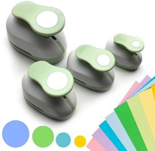Stanzer Rund 4 Stück Papierstanzer Motivstanzer Kreis Stanzer Papierstanzer Rund Motivlocher Stanzer Set Ausstanzer Motiv-Locher für Scrapbooking, Basteln, Fotos, Grußkarten, Geschenkanhänger