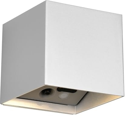 Reality Leuchten LED Außen Akku Wandleuchte Genie R24169687, Kunststoff Titanfarbig, inkl. 1 Watt LED, Bewegungssensor