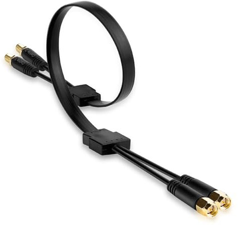 nelawya Cavo Piatto Passa-Finestra SMA per Antenne 5G/LTE | Cavo Ultra-Sottile a Bassa Perdita 2-in-1 | SMA Maschio a Femmina | Ideale per Finestre e Porte, 50 cm