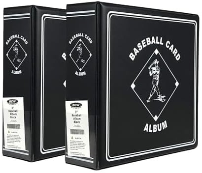 BCW Supplies 3 Baseball Album - Black | Durable Binder for 90 Baseball Cards | Ideal for Collectors, Storage, and Card Protection - 2 Pack
