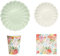 OH YEAH - Set Vajilla Desechable Fiesta 6 Personas Floral- Vasos Cartón 270 cc + Platos Cartón Ø18 y Ø23 cm + Servilletas Papel - Menaje para Cumpleaños y Eventos - FIESTA COLOR FLORAL
