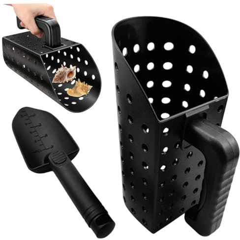 Peosaard Scoop de Arena Detector de Metales, Accesorios de Detector de Metal de 2 Piezas, Pala y Pala de Arena de plástico Ligera portátil, tamiz, Bombardeo de Playa, diversión al Aire Libre