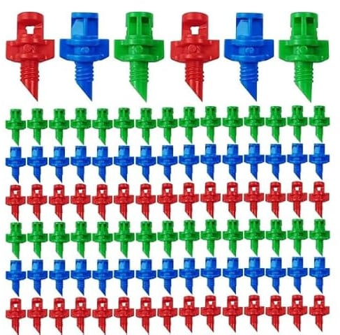 YTAXYZWR Gocciolatori irrigazione microirrigazione 300 pz – 100 x Spray 90° Blu, 100 x 180° Verde, 100 x 360° Rosso per Giardino orto autoirrigazione